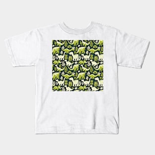 Delightful Dinosaurs in Enchanted Garden Pattern Kids T-Shirt